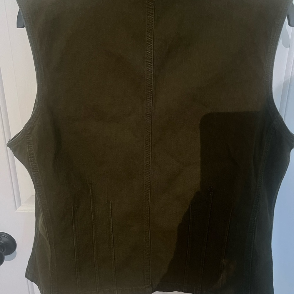 Chico's Platinum Khaki Green Cotton-Blend Vest - Picture 6 of 7